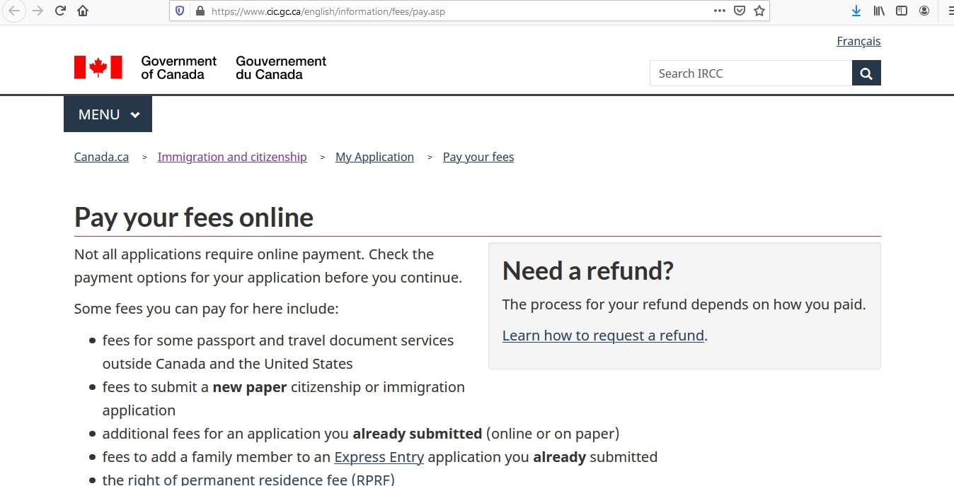 Government fees 2 - Canada Visa IN