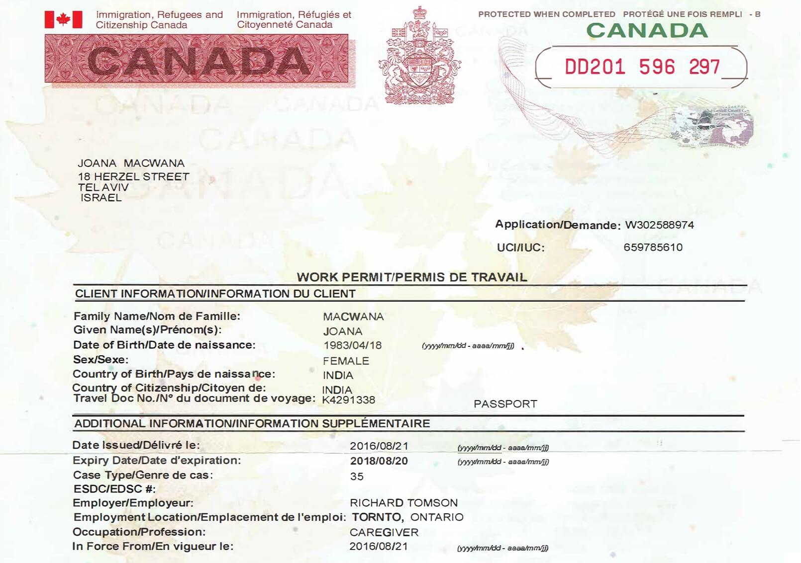 Temporary Work Permit - Canada Visa IN
