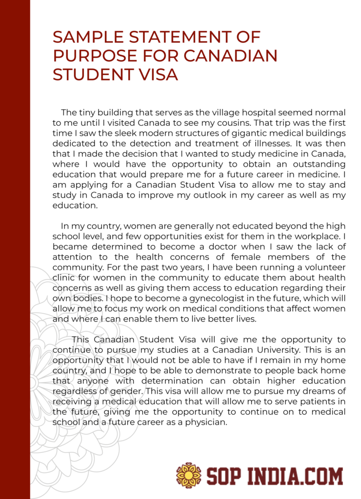 sample cover letter for student visa application canada