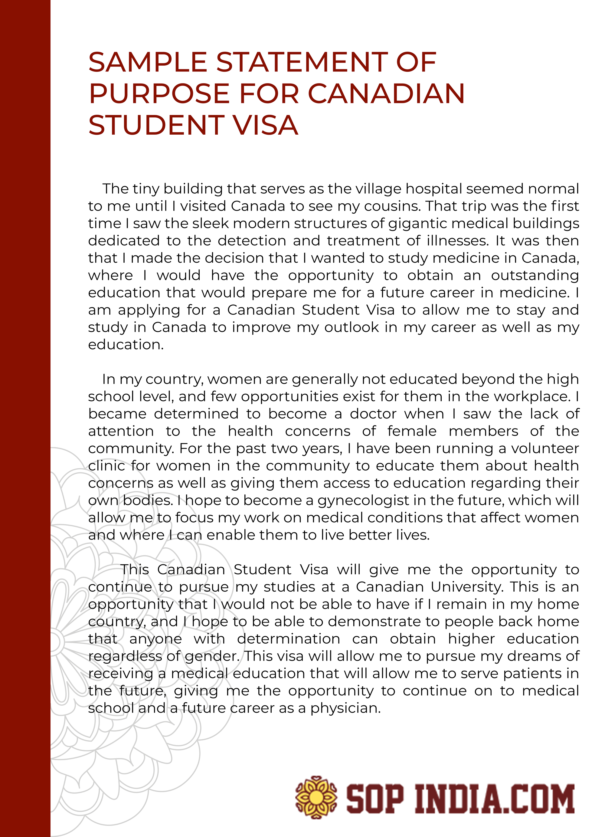 How to Write a Sop For Canada Student Visa