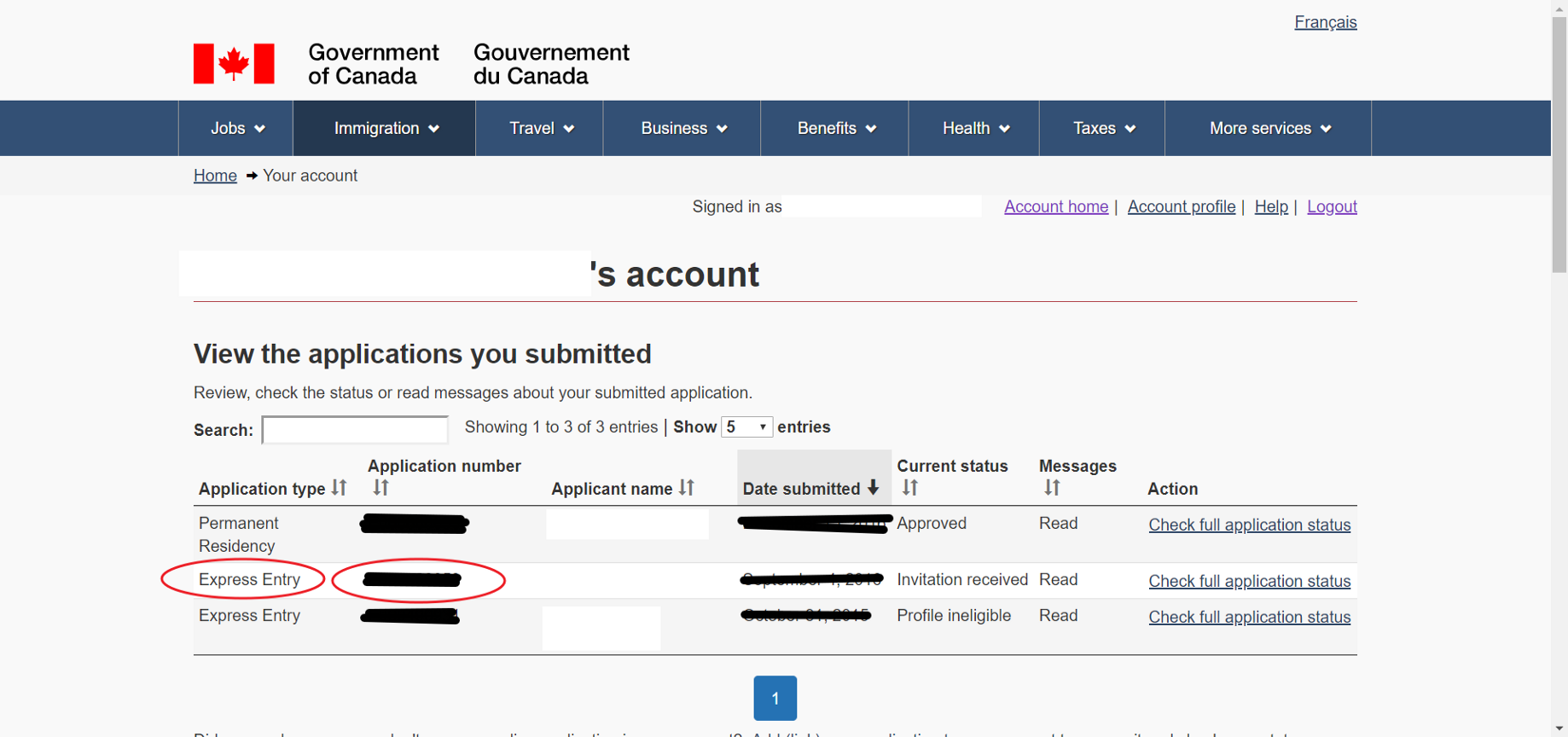 canada tourist visa application status