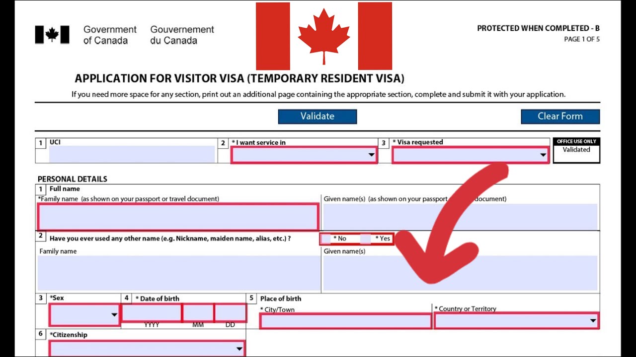 canada visit visa web form